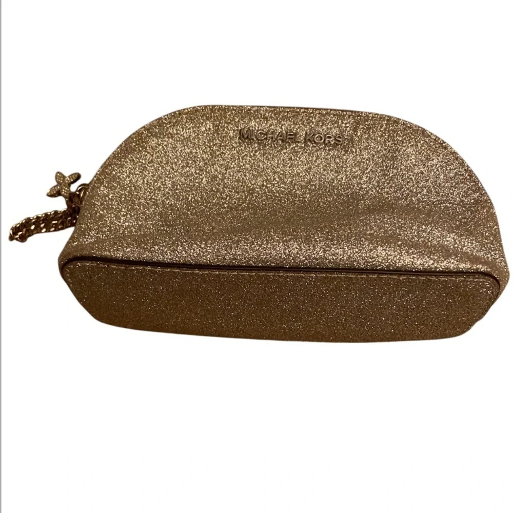 Michael Kors Cosmetic Bag with Glitter Finish Silver